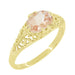 Morganite East West Oval Filigree Edwardian Engagement Ring in Yellow Gold