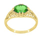 Edwardian Oval Tsavorite Garnet Filigree Engagement Ring in Yellow Gold
