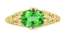 Edwardian Oval Tsavorite Garnet Filigree Engagement Ring in Yellow Gold