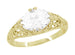 Oval White Sapphire Edwardian Filigree Engagement Ring in Yellow Gold