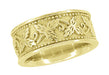 Grapes and Grape Leaves 8mm Wide Heavy Wedding Band in 14 Karat Yellow Gold