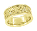 Grapes and Grape Leaves 8mm Wide Heavy Wedding Band in 14 Karat Yellow Gold