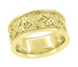 Grapes and Grape Leaves 8mm Wide Heavy Wedding Band in 14 Karat Yellow Gold