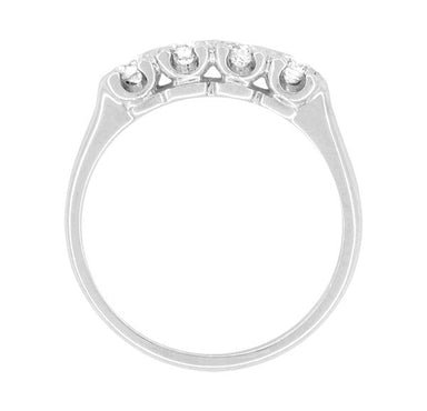 Evelyne 1950's Four Diamond Vintage Wedding Band in 14 Karat White Gold - alternate view