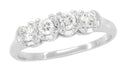 Evelyne 1950's Four Diamond Vintage Wedding Band in 14 Karat White Gold