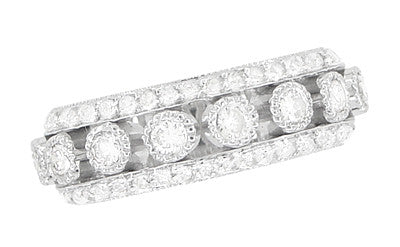 Galaxy of Love Diamond Anniversary / Wedding Band in 14 Karat White Gold - 7mm Wide - Item: R820 - Image: 4
