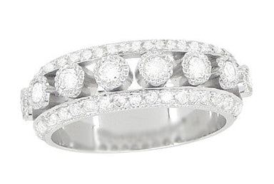 Galaxy of Love Diamond Anniversary / Wedding Band in 14 Karat White Gold - 7mm Wide