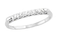 Maeve Mid Century Modern Narrow Straightline 5 Diamond Vintage Wedding Band in Platinum