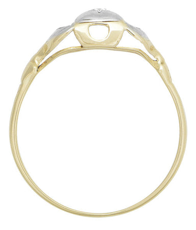 Art Deco Mixed Metals Addison Antique Engraved Diamond Engagement Ring in 14 Karat Two Tone Gold - alternate view