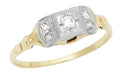 Art Deco Mixed Metals Addison Antique Engraved Diamond Engagement Ring in 14 Karat Two Tone Gold