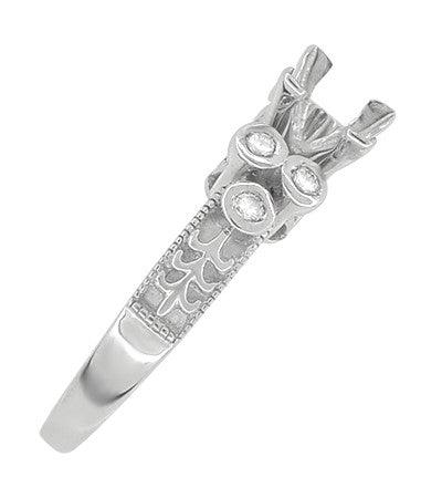 Fleur De Lis Eternal Stars Art Deco 2 Carat Princess Cut Diamond Engagement Ring Setting in White Gold - Item: R841 - Image: 6