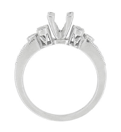 Fleur De Lis Eternal Stars Art Deco 2 Carat Princess Cut Diamond Engagement Ring Setting in White Gold - Item: R841 - Image: 7