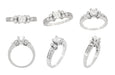 Fleur De Lis Eternal Stars Art Deco 2 Carat Princess Cut Diamond Engagement Ring Setting in White Gold