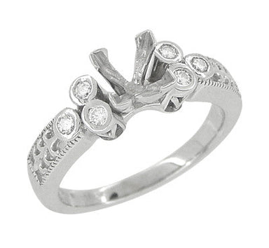 Fleur De Lis Eternal Stars Art Deco 2 Carat Princess Cut Diamond Engagement Ring Setting in White Gold - alternate view
