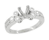 Art Deco Fleur De Lis Princess Cut 1 Carat Diamond Engagement Ring Setting in 14 Karat White Gold