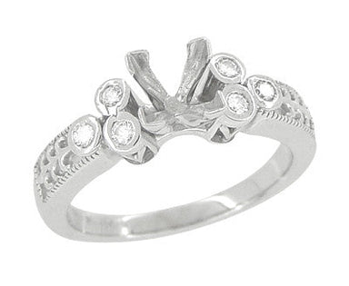 Fleur De Lis Eternal Stars Art Deco 2 Carat Princess Cut Diamond Engagement Ring Setting in White Gold
