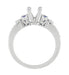Eternal Stars Sapphire Side Stones Engraved Fleur De Lis Engagement Ring Mounting for a 2 Carat Princess Cut Diamond  in 14 Karat White Gold