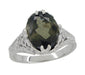 2.32 Carat Edwardian Filigree Leaves Oval Green Tourmaline Ring in 14K White Gold