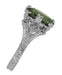 2.32 Carat Edwardian Filigree Leaves Oval Green Tourmaline Ring in 14K White Gold
