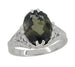 2.32 Carat Edwardian Filigree Leaves Oval Green Tourmaline Ring in 14K White Gold