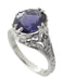 Edwardian Filigree Oval Violet Iolite Ring in 14 Karat White Gold