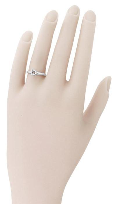 Vintage Style 1950's Illusion Solitaire Ring Setting in 14 Karat White Gold for a 0.25, 0.33, 0.50, 0.64 Carat Diamond - Item: R848W - Image: 3