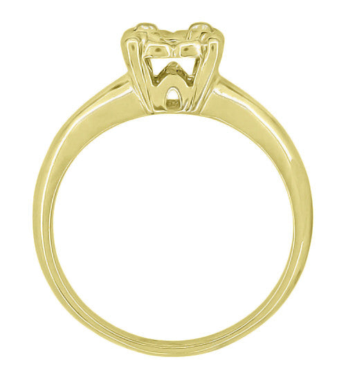 Side Box View - Yellow Gold 1940's Style Retro Moderne Box Illusion Ring Setting for a 0.20 to 0.40 Ct Round Gemstone - R849Y