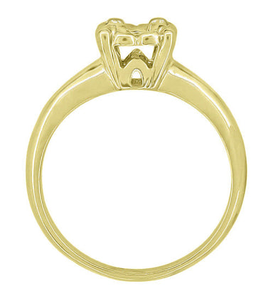 Yellow Gold 1940's Mid Century Retro Modern Box Illusion Ring Setting for a 0.20 - 0.50 Carat Round Diamond - alternate view