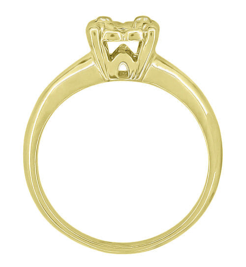 Side Box View - Yellow Gold 1940's Style Retro Moderne Box Illusion Ring Setting for a 0.20 to 0.40 Ct Round Gemstone - R849Y
