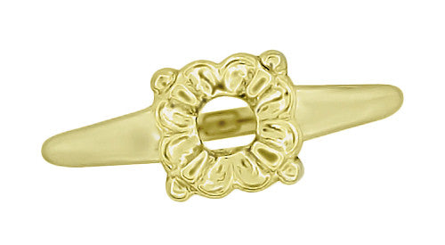 Yellow Gold 1940's Retro Modern Vintage Box Illusion Ring Setting - R849Y
