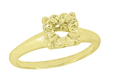 Antique Yellow Gold 1940's Style Mid Century Modern Retro Box Illusion Ring Setting for a 0.20 to 0.40 Carat Round Diamond - R849Y