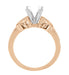 Side Filigree on Rose Gold Antique Style Ring Setting for a Square Princess Cut Diamond  - R850PR75R