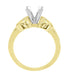 Art Deco Filigree Twin Butterflies Yellow Gold 2 Carat Princess Cut Diamond Engagement Ring Setting
