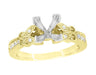 Art Deco Filigree Twin Butterflies Yellow Gold 2 Carat Princess Cut Diamond Engagement Ring Setting