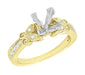 Art Deco Filigree Twin Butterflies Yellow Gold 2 Carat Princess Cut Diamond Engagement Ring Setting