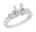 Twin Butterflies Art Deco Filigree 2 Carat Princess Cut Diamond Engagement Ring Setting in 14 Karat White Gold