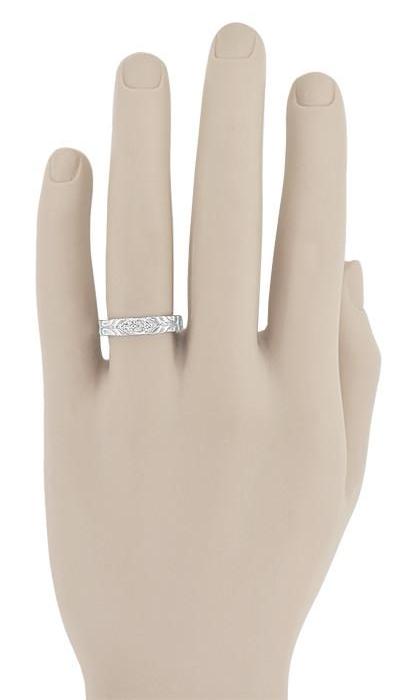 Jadan Mid Century Modern Vintage Style Men's Diamond Wedding Band in White Gold - 10K, 14K, or 18K - Item: R852W10-LC - Image: 3