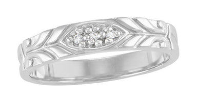 Jadan Mid Century Modern Vintage Style Men's Diamond Wedding Band in White Gold - 10K, 14K, or 18K