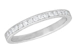 Art Deco Diamond Engraved Wheat Wedding Band in 14 or 18 Karat White Gold