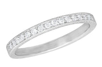 Art Deco Diamond Engraved Wheat Wedding Band in 14 or 18 Karat White Gold