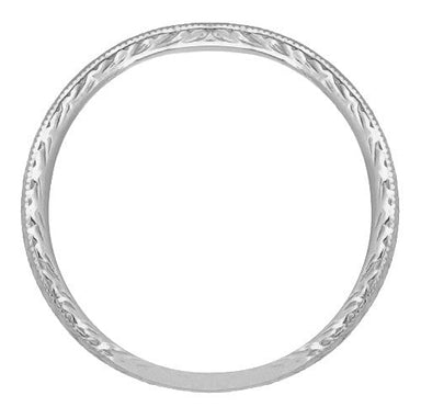 Art Deco Engraved Wheat Vintage Style Wedding Band in Platinum - alternate view