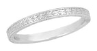 Art Deco Engraved Wheat Vintage Style Wedding Band in Platinum