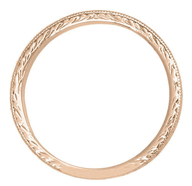 Art Deco Vintage Engraved Wheat Diamond Wedding Band in 14K Rose Gold ( Pink Gold ) - alternate view