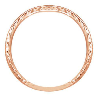 Art Deco Engraved Wheat Wedding Band in 14 Karat Rose ( Pink ) Gold - alternate view