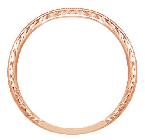 Art Deco Engraved Wheat Wedding Band in 14 Karat Rose ( Pink ) Gold - Item: R858RND - Image: 2
