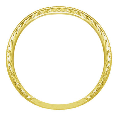 Art Deco Engraved Wheat Wedding Band in 18 Karat Yellow Gold - alternate view