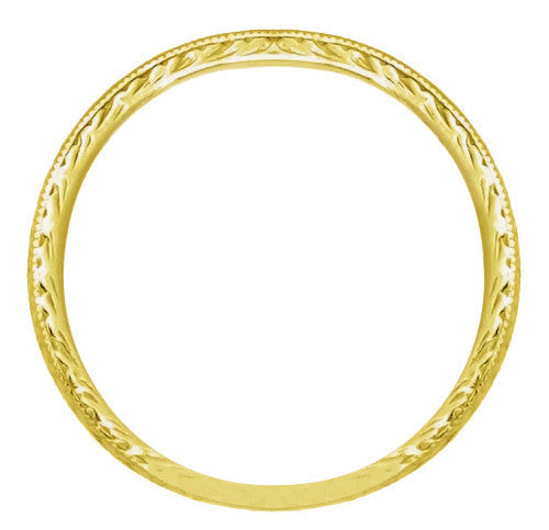 Art Deco Engraved Wheat Wedding Band in 18 Karat Yellow Gold - Item: R858Y18ND - Image: 2