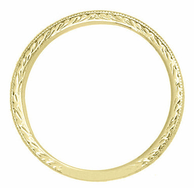 Art Deco Vintage Engraved Wheat Yellow Gold Diamond Wedding Band - alternate view