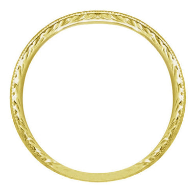 Yellow Gold 1920's Art Deco Engraved Wheat Wedding Band - 10K or 14K - alternate view