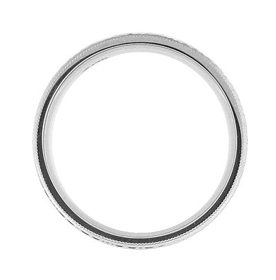Kaleidoscope and Chevrons 6mm Wide Retro Engraved Wedding Band in White Gold - Item: R859W10 - Image: 4